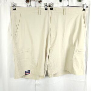 NWT Chaps Mens 50 Beige Cream Performance UPF 40+ Stretch Golf Cargo Shorts